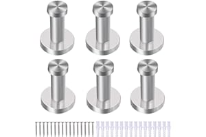 LISSUDA 6Pcs Robe Hooks for Bathrooms Brushed Steel Coat Hooks Wall Mount Towel Hook 304 Stainless Steel Door Hooks Cylinder Chrome Hooks for Doors Wall Bedroom Kitchen Lavatory Closets 2inch/5cm