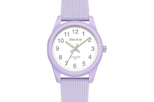 SOCICO Kinder Analog Uhren für Mädchen Jungen Kinder Uhren mit Weichen Band Lernen Zeit 50M Wasserdicht Leicht Zu Lesen für Alter 4-12 Kind Geburtstag Geschenk