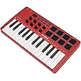 M-VAVE SMK-25RD - 25 Key USB MIDI Keyboard Controller with 8 Backlit Drum Pads, Bluetooth, 8 Buttons, Professional Dynamic Buttons, Red ​