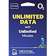 UNLIMITED UK DATA SIM and UNLIMITED MINUTES + SMS - 4G/5G O2 SIM card - Prepaid Sim, Not Pay as You Go. 25GB EU Roaming. Perfect for EU Holidays or Working Away from Home! (30 days).