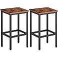 HOOBRO Bar Stools Set of 2, Industrial Kitchen Breakfast Bar Stools, Bar Chairs with Footrest, Counter Height High Stools, for Small Corner Space, Home Pub Garden Bar Table, Rustic Brown EBF65BY01G1