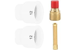 QAQGEAR #12 for TIG Welding Cups White Ceramic for Torch WP 9/20/25 Series Welding Accessories with Diffuser, Gas lens collect body 45V44, collet (2.4mm 3/32")