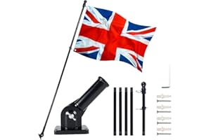 DEJIN Flag Pole Kit 6FT, Flag Pole Kit for Garden Metal Flagpole with Mounting Bracket Heavy Duty Stainless Steel Flags Poles for House Garden Yard Outdoor Fence Roof Walls(Includes national flag)