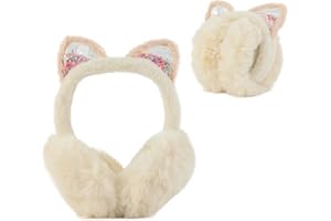 Irtyif Paraorecchie,Paraorecchie Bambina,Cuffie Paraorecchie Bambina,Paraorecchie per Ragazze,Pieghevoli Scaldabagni Morbidi in Peluche,Gatto di Modo Morbido Ear Cover per Bambini Scaldino(Rosa)
