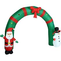 Arco Natalizio Gonfiabile Gigante Da 2,4m Con Babbo Natale E Pupazzo Di Neve - Luci LED, Impermeabile IP44 Per Esterni