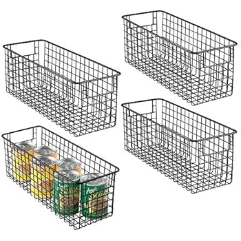 mDesign Metall Ablagebox mit Henkeln – großer Aufbewahrungskorb im