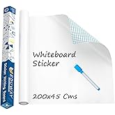 Eduway 1.5x6.5 Feet (45x200 cm) White Board Sticker for Wall | with 1 Marker | Self-Adhesive Whiteboard Removable Sheet, Plan