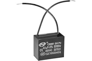 sourcing map Techo Ventilador Condensador CBB61 4uF 450V AC 2 Cables Metalizado Polipropileno Película Condensadores 47x20x30mm para Agua Bomba Motor Generador