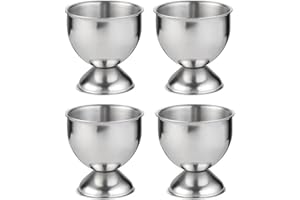 Binnan 4 Piezas Hueveras Acero Inoxidable, Huevos Taza, Bandeja para Huevos para Duros y Blandos Huevos Hervidos
