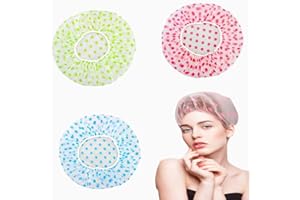 CCLKHY 3 Piezas Gorros de Ducha, Reutilizables Gorro de Baño Elástico, Lavables Banda Gorros de Pelo, Gorros de Ducha Impermeable, Femeninos Gorros de Ducha, para Salón, Spa, Viajes, Grande Gorros de Ducha