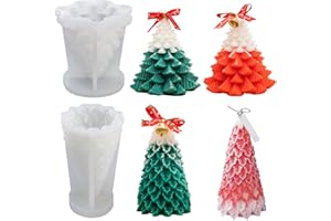 SICAHOMY 2 Stück Kerzenform Silikon Weihnachtsbaum Kerzenformen zum Gießen Silikon Handgefertigte Kerzenform Silikonform Kerze Kerzengießform Kerzen Silikonform Candle Mold Kerzen Formen für Weihnachten Deko