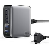 200W USB C Ladegerät Mehrfach, 6-Port GaN III Tech Netzteil PD+QC Schnellladegerät mit 4 USB-C und 2 USB-A, 65W Laptop-Ladege