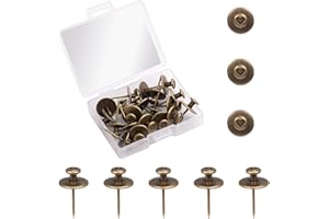 SAVITA 20pez. Clavos para Colgar Cuadros, Chinchetas Madera Chinchetas Madera Redondas Chinchetas Decorativas Clavos de Pared para Colgar Cuadros Oficina Hogar Decoración (Bronce)