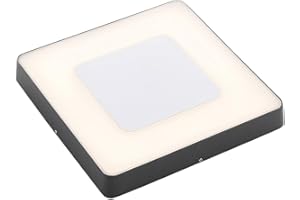 LED Lámparas de techo 'Sora' (Moderno) en Gris hecho de Aluminio (1 llama,) de Lucande | lámpara de exterior para el jardín, la terraza, el balcón y la vivienda, lámpara de techo LED