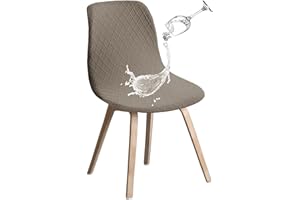 JUNZHE Shell Dining Chair Covers, Stretch Retro Chair Slipcovers Washable Removable Chair protector for Dining Room, Kitchen, Restaurant, Hotel (Taupe, Set of 4)