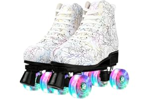 XUDREZ Unisex Roller Skates PU Leather 4 Wheel Shiny Roller Skates for Beginners Outdoor,Indoor