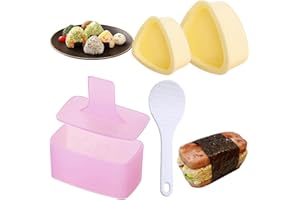 USKERB Onigiri Mould Set - 4 PCS Rice Ball Moulds for Sushi and Onigiri | Non-Stick Plastic Rice Ball Mold | DIY Sushi Making Kit with Small & Large Triangle, Heart Shapes | Food Grade Material, Easy to Use
