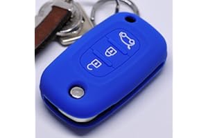 MT KEY Soft Case Funda Protectora Llave del Coche Renault Twingo Clio Smart Forfour Botón Plegable 3 Botones Control Remoto/Color Azul