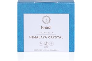 khadi HIMALAYA CRYSTAL Savon Shanti, savon naturel pour le corps, l'âme et l’esprit au doux pouvoir des Cristaux de Sel d’Himalaya, 100% naturel et vegan, Cosmétiques naturels certifiés, 100g