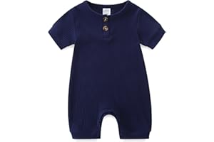 KIDDLETOWN Baby Strampler Neugeborene, Unisex Kurzarm Baby Schlafanzug, Baby Kleidung Jungen Mädchen Sommer Outfit, Kurzarm Schlafstrampler Schlafanzug, Kurz Baby Schlafanzug für 0-12 Monate