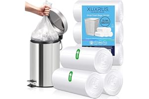 XUXRUS Small Bin Liners 15 Liter,66 Counts Clear Plastic Garbage Bags Wastebasket Trash Can Bin Liners for Pedal Bathroom Bedroom Office,Fit 15 Liter, 3Gal,Clear