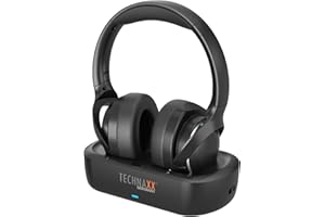 Technaxx TV Kopfhörer kabellos mit Ladestation – Funkkopfhörer für Fernseher mit Bluetooth 5.4, Mikrofon, 30h Akku, USB-C, optischer & AUX-Anschluss, Over-Ear Stereo Headset - TX-350