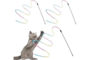 Molain Cat Zauberstab Regenbogenspielzeug 3pcs Rainbow Ribbon Zauberstab für Kitten Training Rainbow Ribbon Zauberstab Interaktiver Catcher Teaser Zauberstab für Kitten Cat Exerciser(30cm)