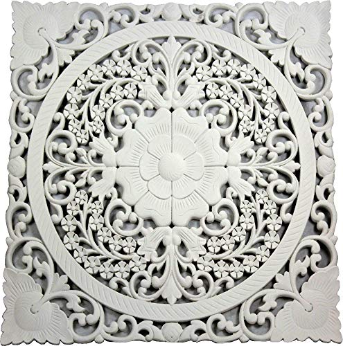 DRW Mandala Tallado de Madera Calada Blanco 70 x 70 cm