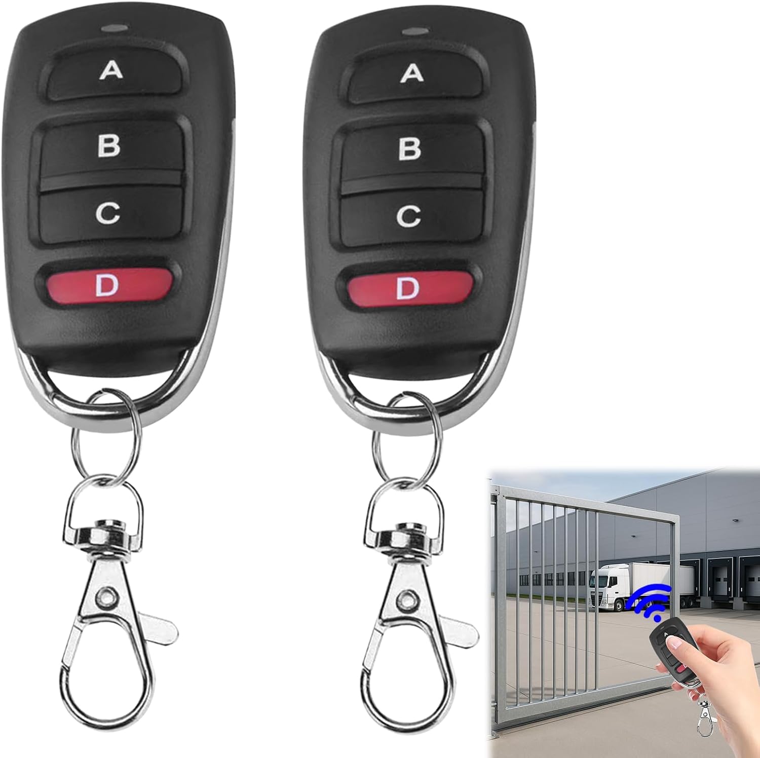 BaZuyunMd Mando Universal para Puerta de Garaje, 433,92 MHz, 4 Botones, Pack de 2, Compatible con Coche y Puerta de Garaje, Rojo y Negro