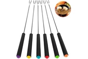 Fondue Sticks, Mabor 6Pcs Stainless Steel Fondue Forks Skewers Accessories for Cheese Grill Cake Chocolate Meat Fruits Roast Marshmallows Dessert 9.1 Inches