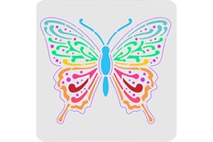 FINGERINSPIRE Pochoirs Papillon Modèle de Décoration Murale 30x30cm en Plastique Papillon Dessin Peinture Pochoirs Modèles Carré Réutilisable Pochoirs pour Peinture sur Murs Meubles Artisanat