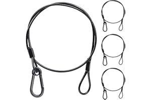 JINDAAUDIO Stage Lights Safety Cable, 4mm×85cm Safety Chain, Picture Hanging Wire Rope, Stainless Steel Chain with Buckle and Looped Hanging Cord