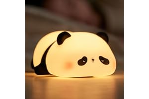SALUOKE Panda Lampada, Panda Luce Notturna Bambini, Lampada Morbida Animali Silicone, 3 Modalità di Luce, Lucina Notte Regolabile con Timer, Controllo Touch, Ricaricabile Tramite USB