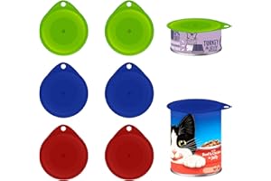 Henyall Plastic Can Lids for Tins, Universal Airtight Food Lids, Fits Tin Cans for Pet, Food Storage, Reusable Durable Silicone Tin Covers 6 Piece Set (2 Green, 2 Blue, 2 Red）