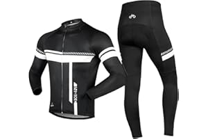INBIKE Maillot de Cyclisme + Pantalon Homme Manche Longue Tenue Cycliste Rembourrage Équipement Ensemble pour Velo VTT de Sport Respirant Confortable