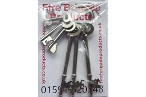 WITPOCE FIRE BRIGADE PRODUCTS Set of 6 Fire Brigade Keys - Comprises of FB1K-FB2K-FB4K-FB1PK-FB11PK-FB14PK Keys, Silver