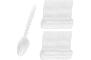 PFLYPF Cuillère à gâteau de 100 pièces, cuillère en plastique, cuillère à longue poignée; Pour desserts, gâteaux, fruits, salades, ustensiles de fête réutilisables (transparents)