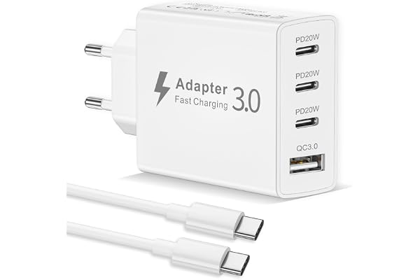 USB C-laddare med USB Type C-kabel, 50 W 4 portar USB-C-kontakt Multiple USB-laddare iPhone snabbladdning PD&QC3.0 Adapter fö