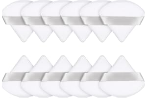 MAITYS 12 Piumini da Cipria Soffio Trucco Triangolo del Viso per Polvere Sfusa Spugna per Fondotinta Cosmetico Corpo Morbido Strumento Trucco Secco Bagnato Polvere Minerale (Bianco)