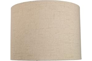Contemporary and Sleek 10 Inch Taupe Linen Fabric Drum Lamp Shade 60w Maximum | 25cm Diameter | for Table Lamp or Pendant by Happy Homewares