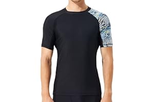 SURFEASY Men's Short Sleeve Rash Vest Swim Shirt, UPF 50+ Sun Protection Quick Dry Rashguard