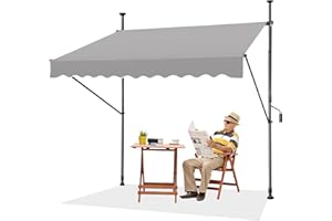 XINZI Markiza zaciskowa o szerokości 300 cm, z regulacją wysokości, markiza balkonowa z korbą ręczną, odporna na działanie promieni UV i warunków atmosferycznych, szeroka, na zewnątrz, taras, ściana