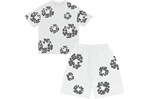 GENERISCH DT - Conjunto de camiseta y pantalones cortos para niño de dos piezas, traje de verano Streatwear DT Chándales de chándal de 2 piezas Y2k Flores Tracksuit Traje Deportivo Baggy Streatwear Hip Hop