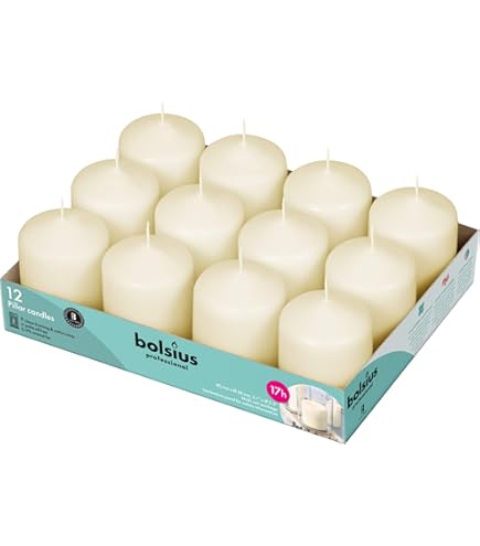 Bolsius Gladde stompkaarsen, set van 4, adventstijd, ivoor, verschillende maten, decoratieve huishoudelijke kaarsen, lange brandduur, ongeparfumeerd, met natuurlijke plantaardige was, zonder palmolie