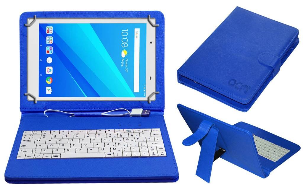 Acm USB Keyboard Case Compatible with Lenovo Tab 4 8 Plus Tablet Cover Stand Study Gaming Direct Plug & Play - Blue