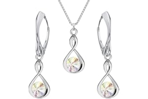 PANDA LUXURY JEWELLERY Schmuckset für Damen Unendlichkeit Ohrringe Silber 925 Hängend Kette Damen mit Anhänger Schmuck Set für Sie mit Kristallen Infinity Ohrringe Hängend und Halskette Mädchen Geschenk Handmade: ohrringe