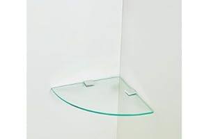 Dylex Toughened Wall Mounted Glass Corner Shelf With Silver Finish Supports