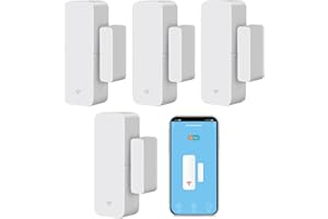 SENCKIT WiFi Türsensor Fenster Detektor: Smart Window Contact Sensor, Wireless Magnetic Door Open Detector with Free Notification Alerts, Compatible with Alexa Google Assistant (4-Pack)