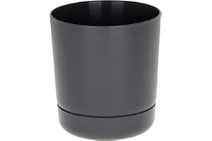 SPARKLE PLANTS Satina Indoor Plant Pots– 5 Sizes, 10 Colours, Modern Planter with Drainage Holes & Matching Saucer – Durable Lightweight Composite Flower Pots for Houseplant (25 cm, Anthracite)