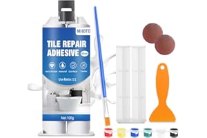 MIIOTO Kit Réparation Baignoire Acrylique, Kit Reparation Carrelage, Kit de Réparation D'émail, Kit Réparation Receveur de Douche Résine pour Carrelage, Rayures, Trous, Fissures-Plus D'options de Couleurs